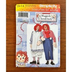 UNCUT Simplicity 2514 Raggedy Ann & Andy Costume Pattern Adult XS-XL